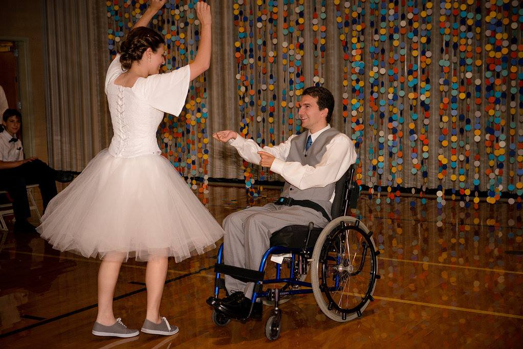 Tess went swing dancing a couple times a week for years before we got married. She made me learn how to dance with her after we got engaged. I figured out how to lead from a chair, using a combination of arm position, directional glances, and eyebrow wiggles.